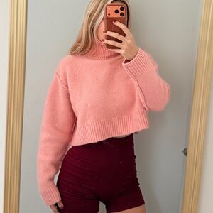 🌸 Zara Cropped Turtleneck Sweater – Alpaca Blend – Size Small